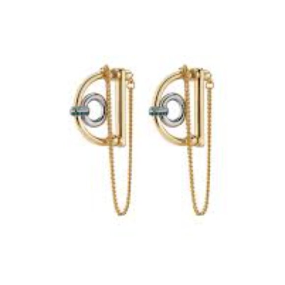 Demarson mini dema silver and gold chain earrings - Picture 1 of 3